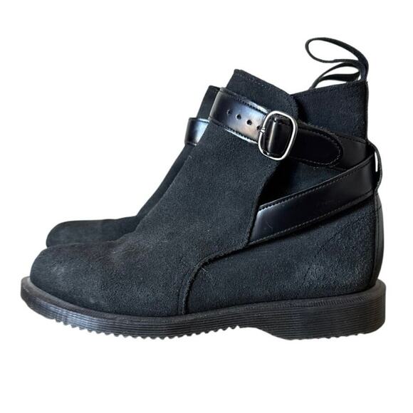 Dr. Martens Teresa Black Suede Leather Buckle Boots Womens Size 5 - Picture 3 of 10